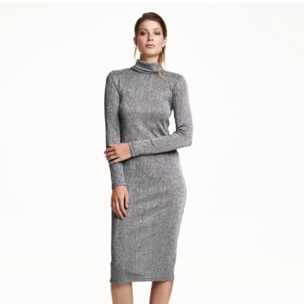 Zara midi shimmer grey dress